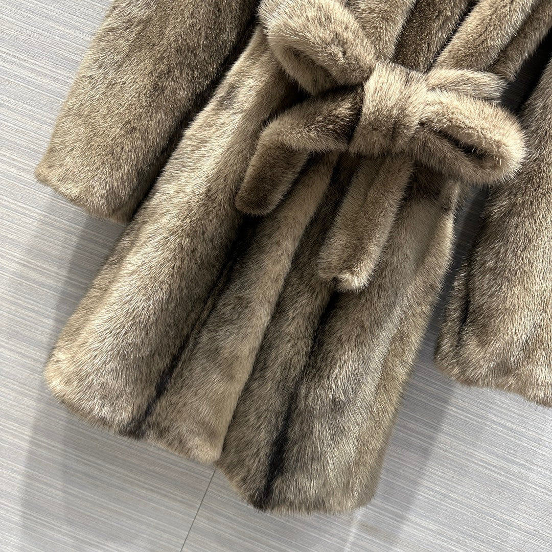 The Row Tanilo Mink belt coat Neutral
