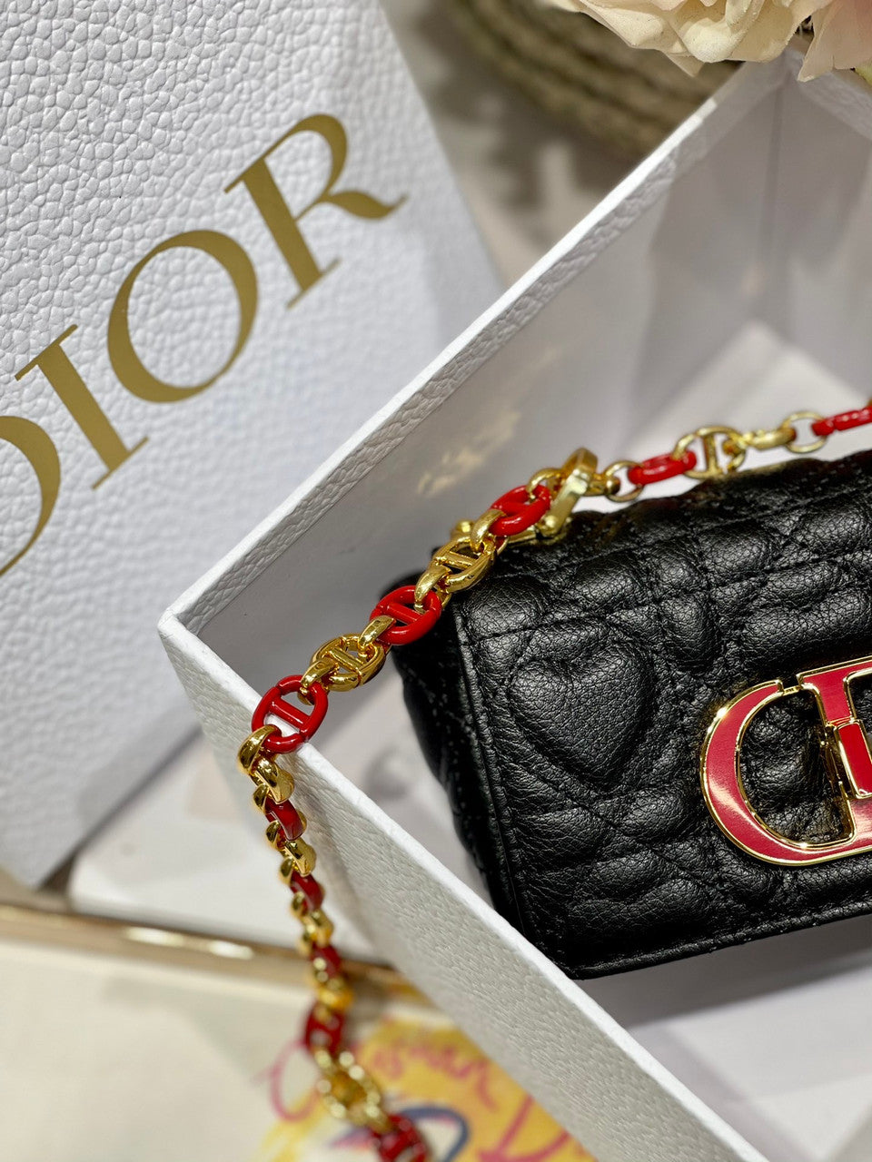 Christian Dior MICRO DIOR CARO BAG Black Supple Cannage Calfskin