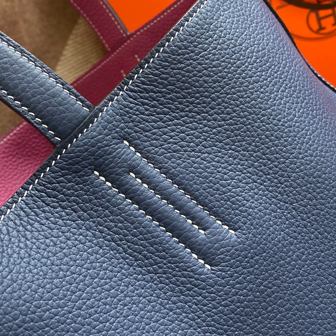 Hermes Double Sens Tote 30 Bleu Nuitl & Rose Pourpre
