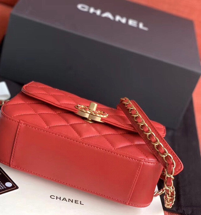 Chanel Flap Bag With Top Handle AS0970 Red
