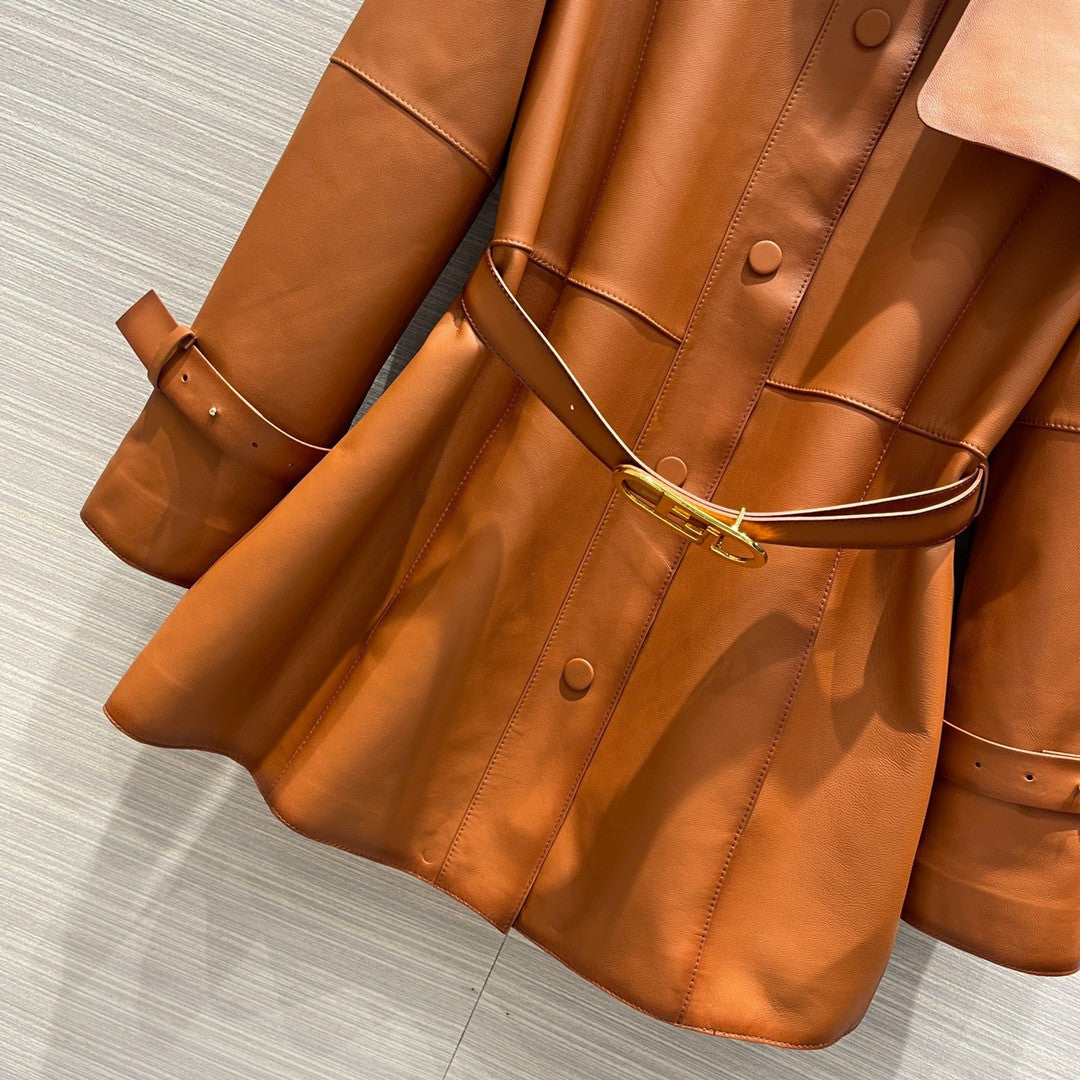 Fendi Tan waxed leather jacket
