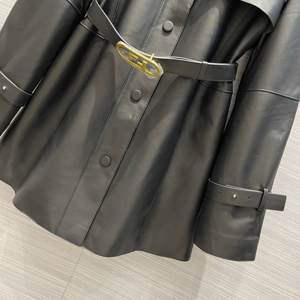 Fendi Black waxed leather jacket