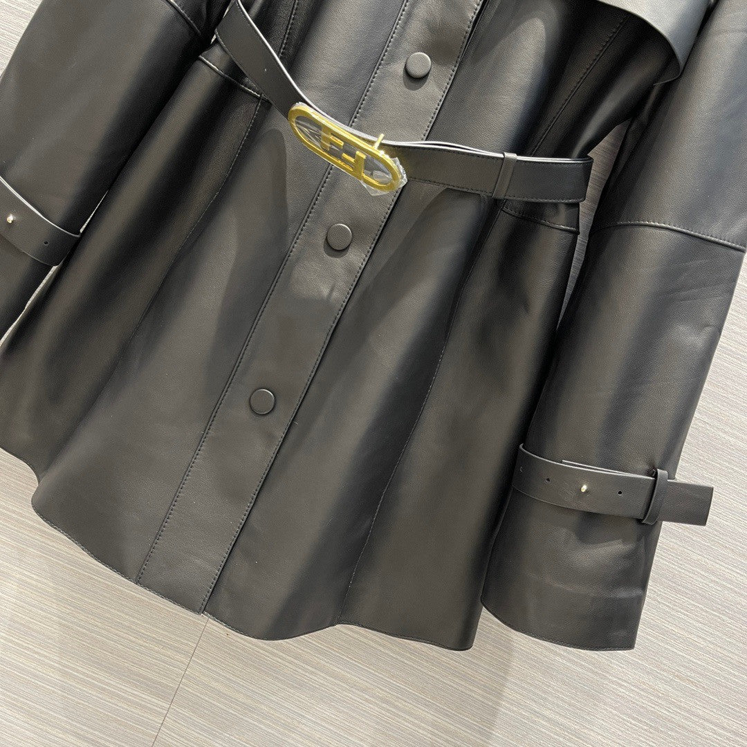 Fendi Black waxed leather jacket