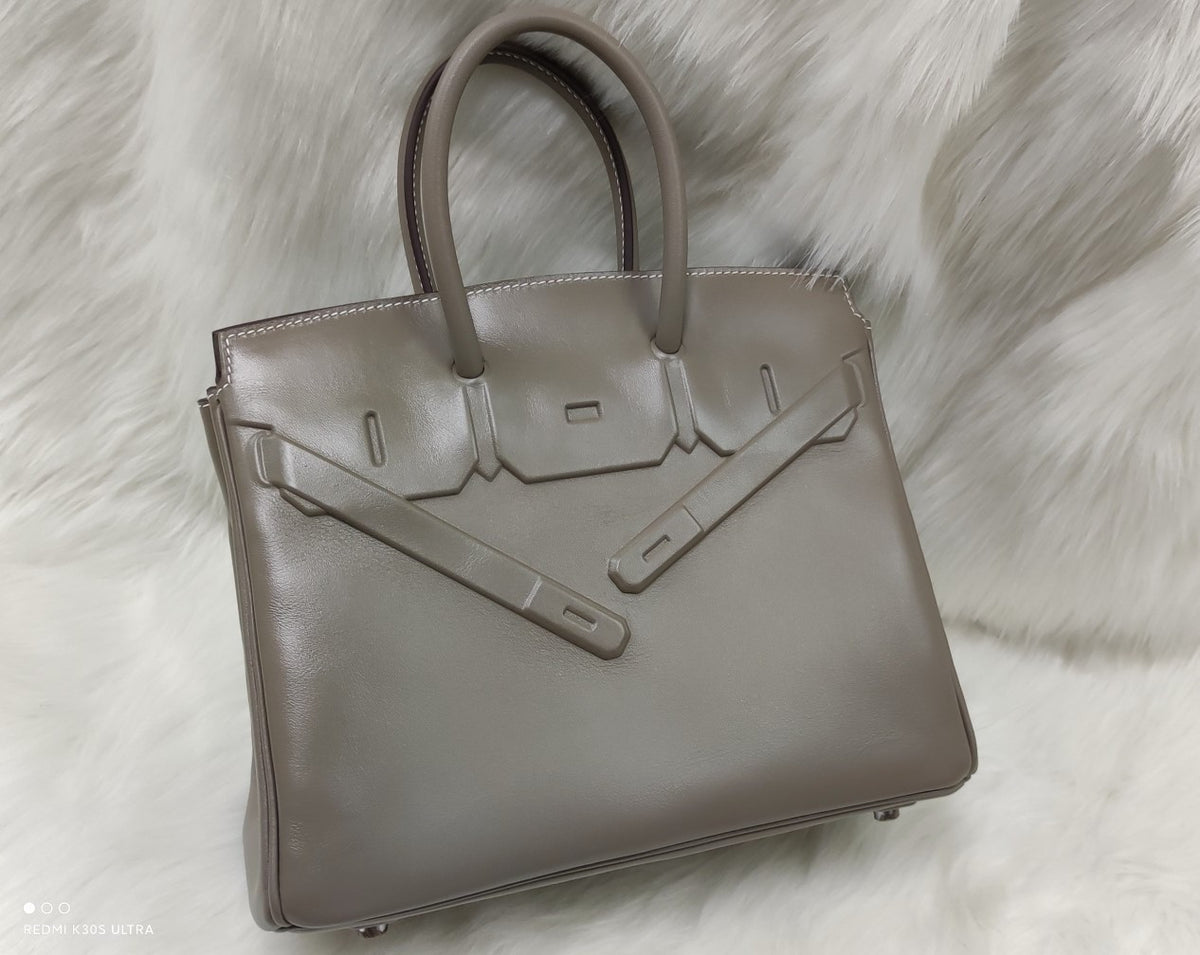 Hermes Shadow Birkin 25 Bag 8F Etain Evercalf Limited Edition