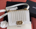 Chanel Small BOY CHANEL Handbag With Imitation Pearls White