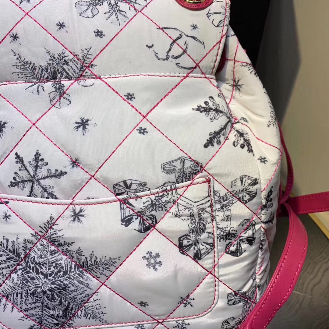 Chanel Printed Canvas  Backpack  White