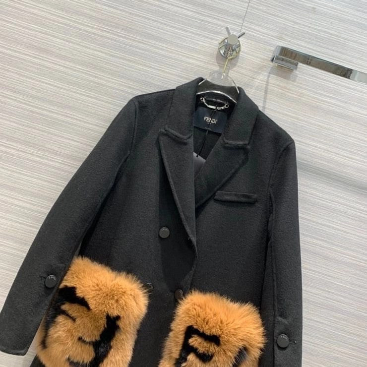 Fendi COAT Black wool coat