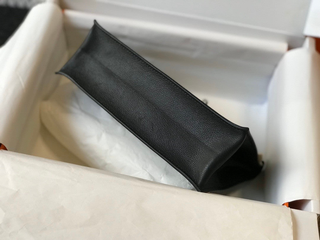 Hermes Black Kelly Danse Bag Evercolour Leather Palladium Hardware