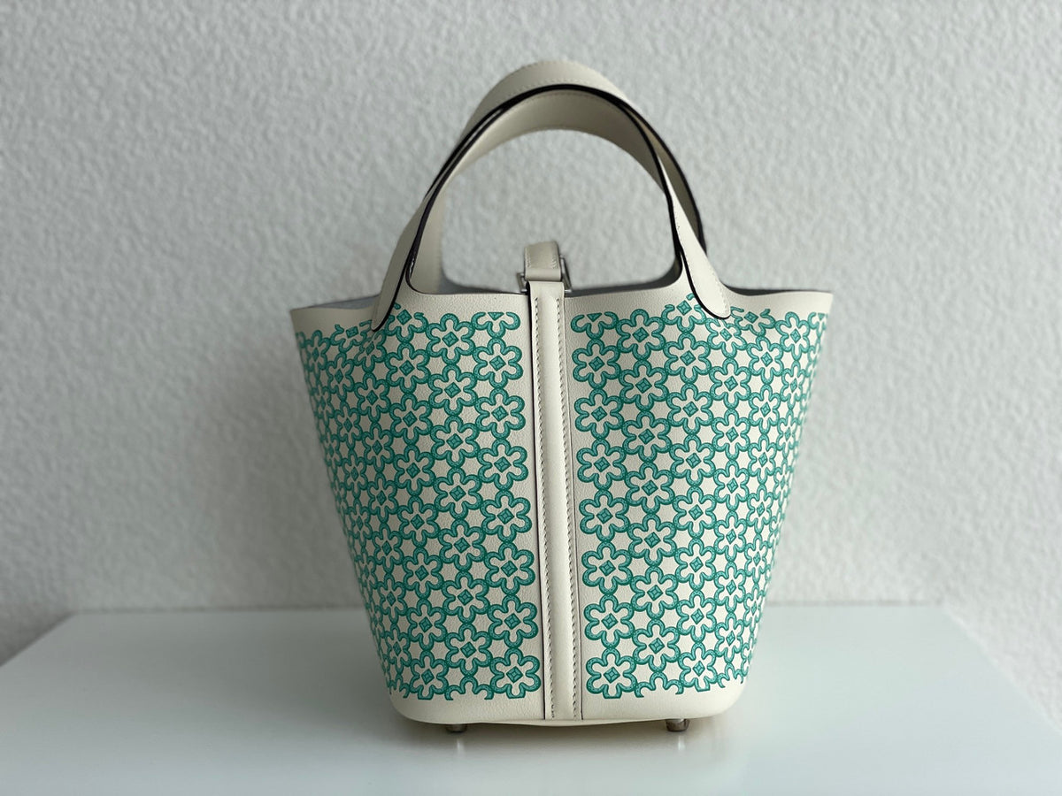 Hermès "Lucky Daisy" NataSwift Picotin Lock 18 Palladium Hardware, 2022