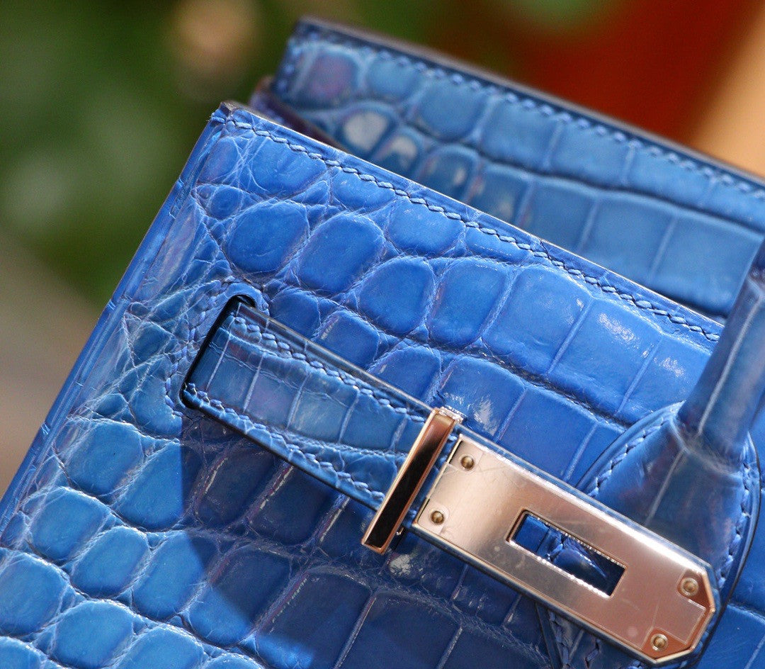 Hermes 7W Bleu Izmir  Birkin 30 in Niloticus Crocodile with Palladium hardware