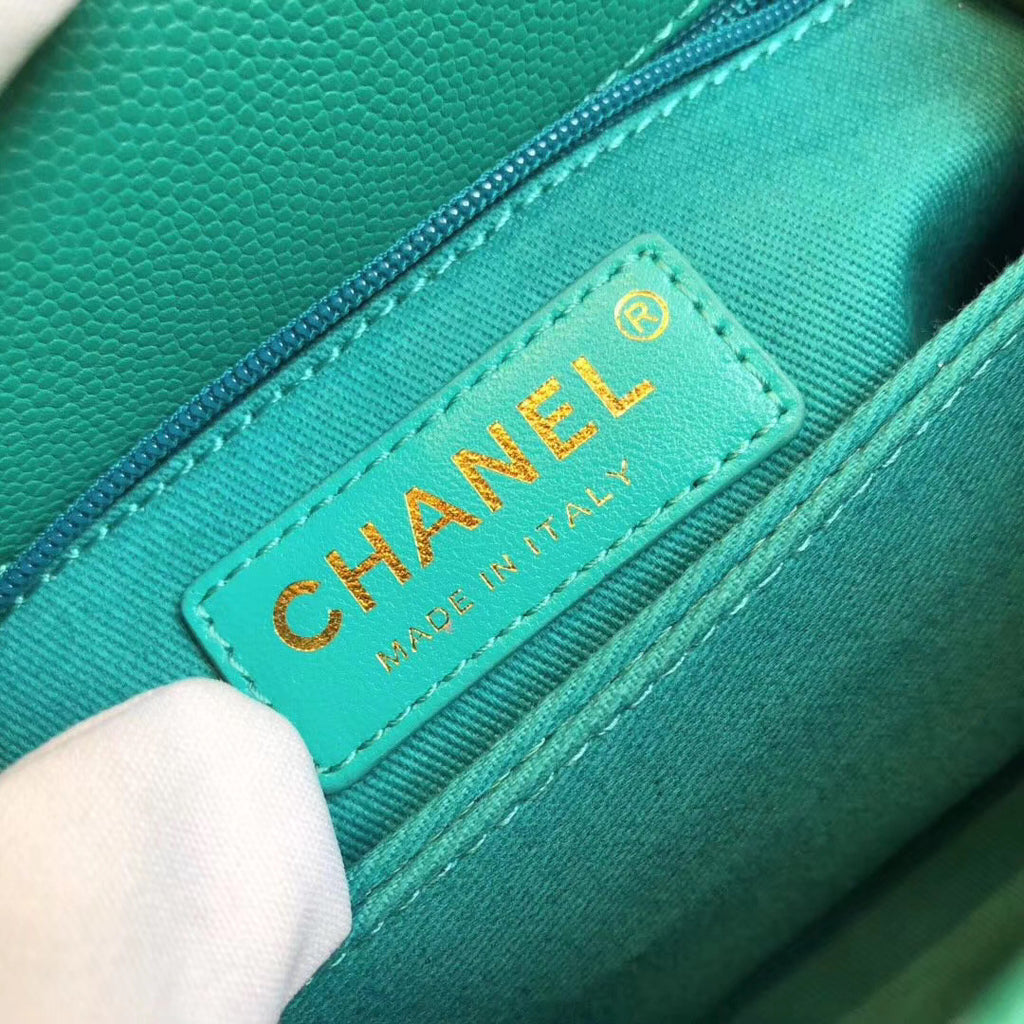 Chanel Mini Coco Handle Bag with Calfskin Handle Green