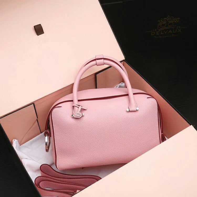 DELVAUX Cool Box Leather Satchel Pink