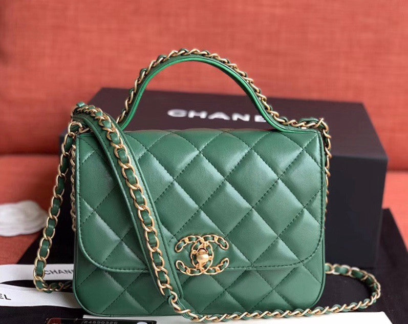 Chanel Flap Bag With Top Handle AS0970 Green