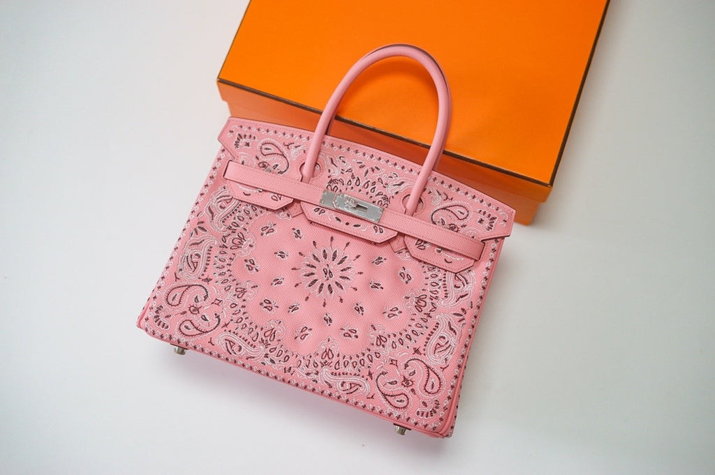 Hermes x Jay Ahr Special Edition custom-embroidering  Pink Birkin Bag 30cm Epsom Leather Palladium Hardware [Carry by Kylie Jenner, Cardi B]