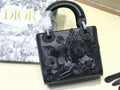 Christian Dior MINI LADY DIOR EMBROIDERED FLOWERS BLACK LAMBSKIN BAG