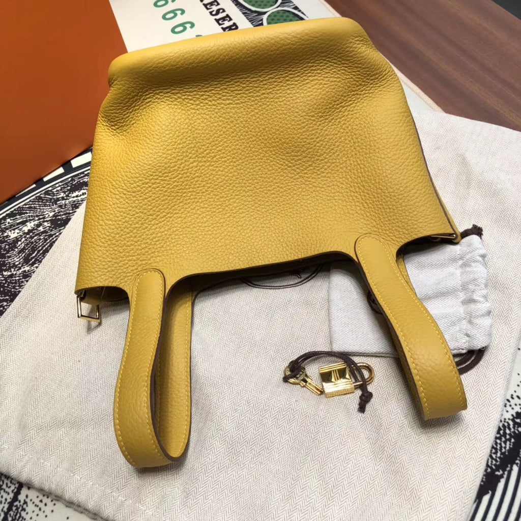 Hermes 9D Amber   Picotin Lock 18 Togo Leather Bag