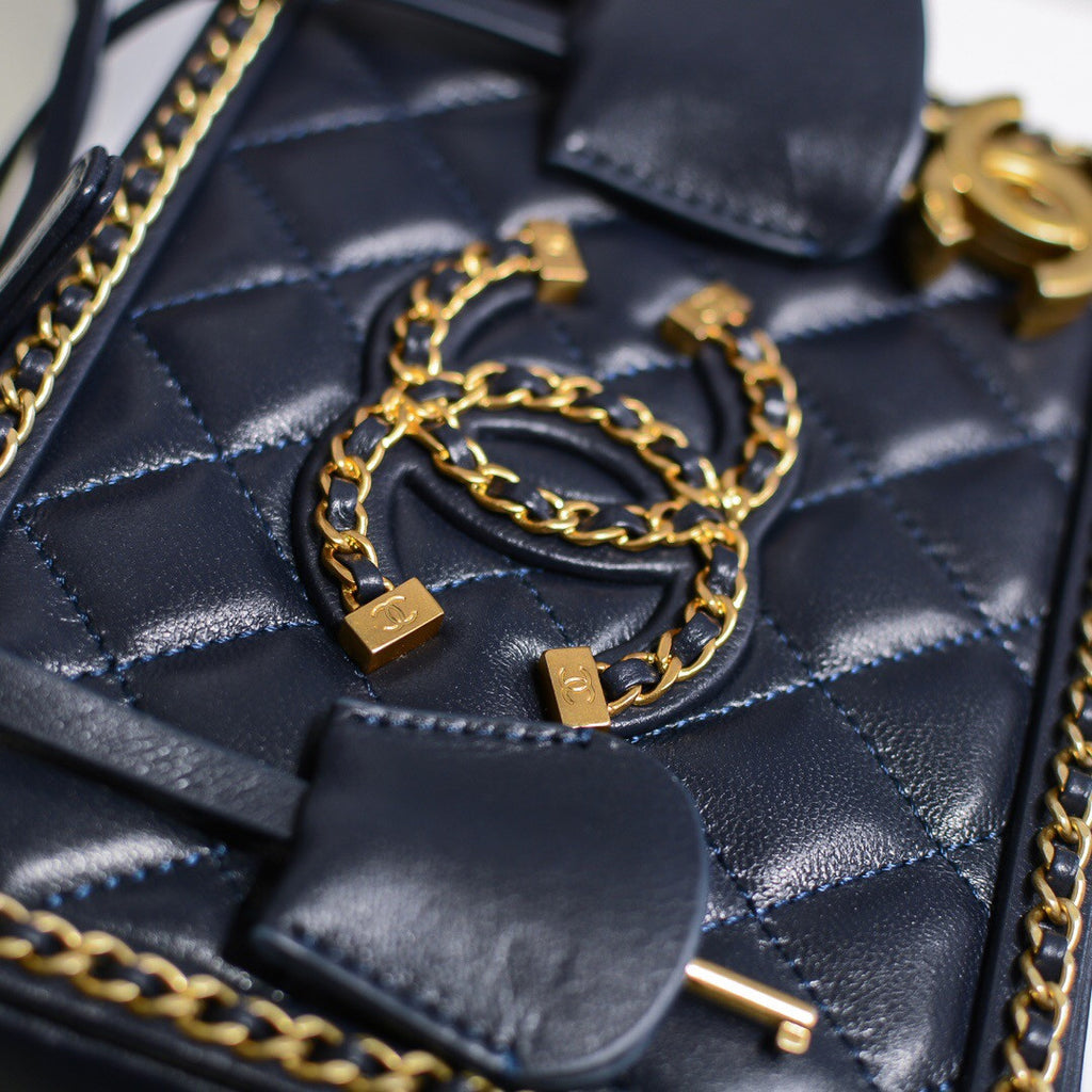 Chanel Small Vanity Case Navy Blue