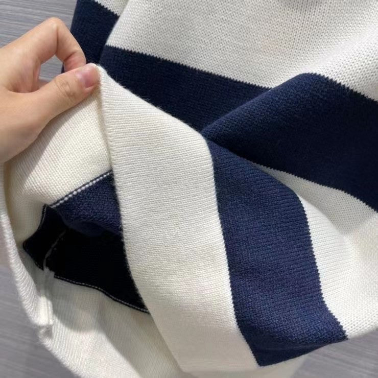 Christian Dior SWEATER Navy Blue and Ecru Dior Marinière Wool and Cashmere Knit