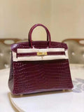 Hermes Bordeaux Birkin 30 in Niloticus Crocodile with Gold hardware