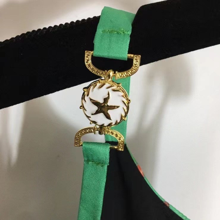 Versace TRÉSOR DE LA MER PRINT MIDI DRESS GREEN