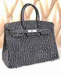 Hermes Limited Edition 30cm Black Dalmatian Buffalo Leather Birkin Bag with Palladium Hardware