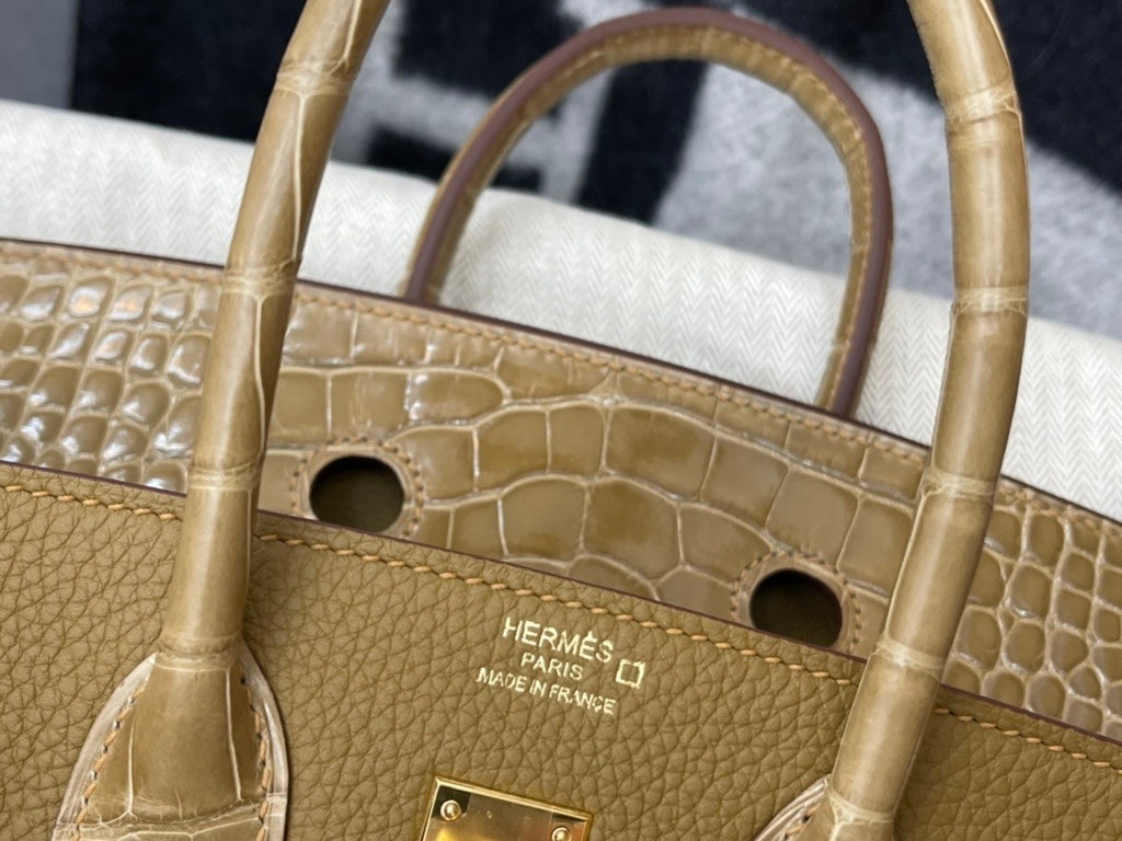 Hermès  U8 Bronze Alligator/Togo Birkin Touch 25cm Gold Hardware