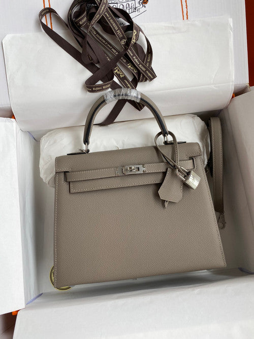 HERMES KELLY 28 SELLIER M8 GRIS ASPHALTE EPSOM PALLADIUM HARDWARE