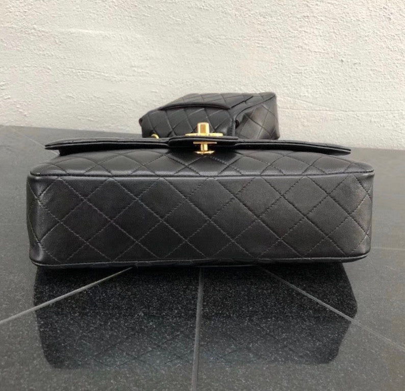 Chanel vintage duo flap bag Black