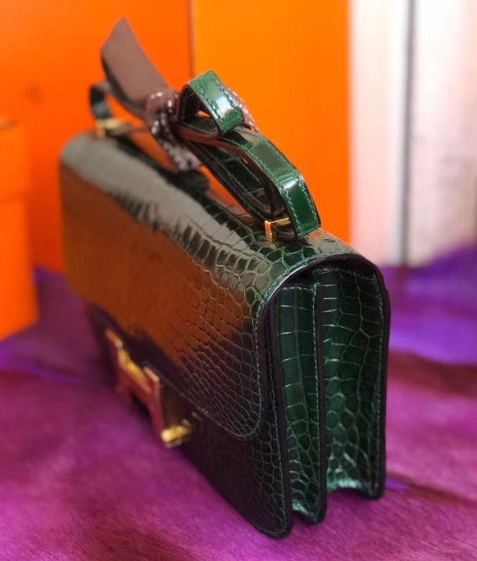 Hermes 6L Vert Bengale Emerald Constance 26 Shiny Porosus Crocodile