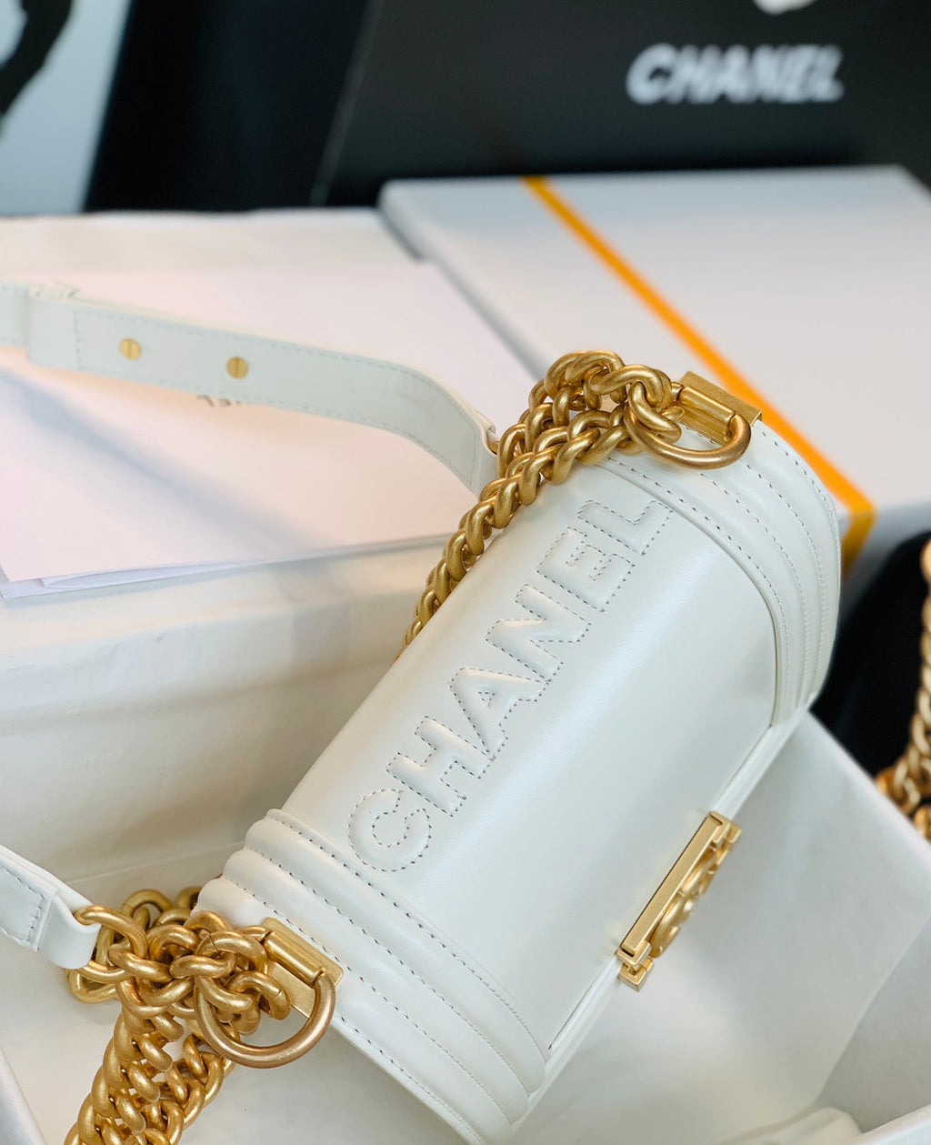 Chanel MINI BOY CHANEL HANDBAG WHITE