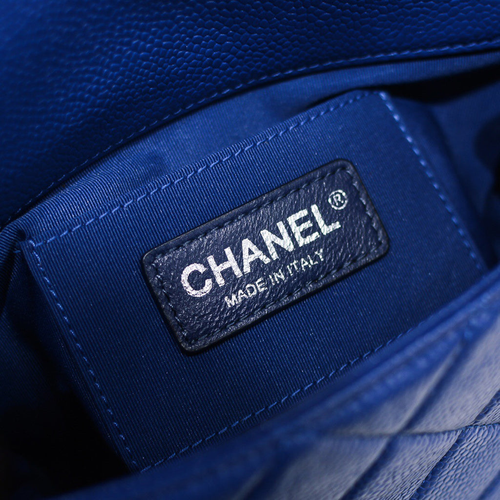 Chanel Flap Bag With Lacquered Metal Dark Blue