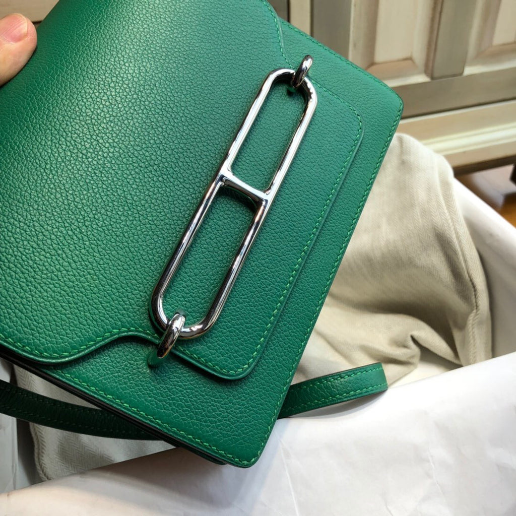 Hermes U4 Vert Evercolor Calfskin Mini Roulis Bag Palladium Hardware