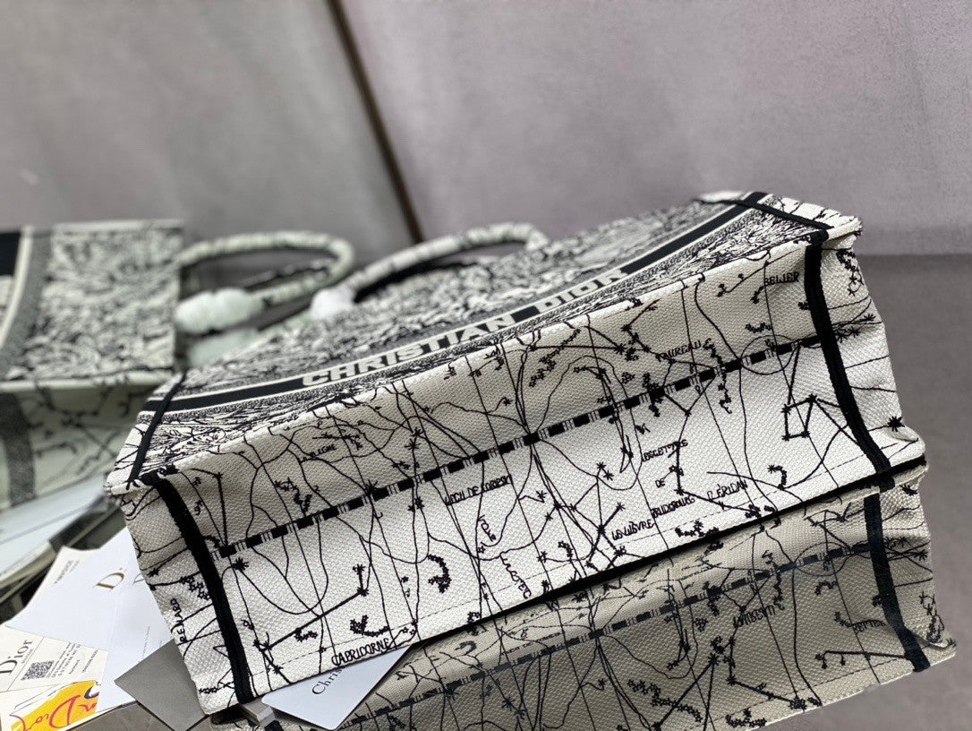 Christian Dior DIOR BOOK TOTE Latte Multicolor Dior Zodiac Embroidery