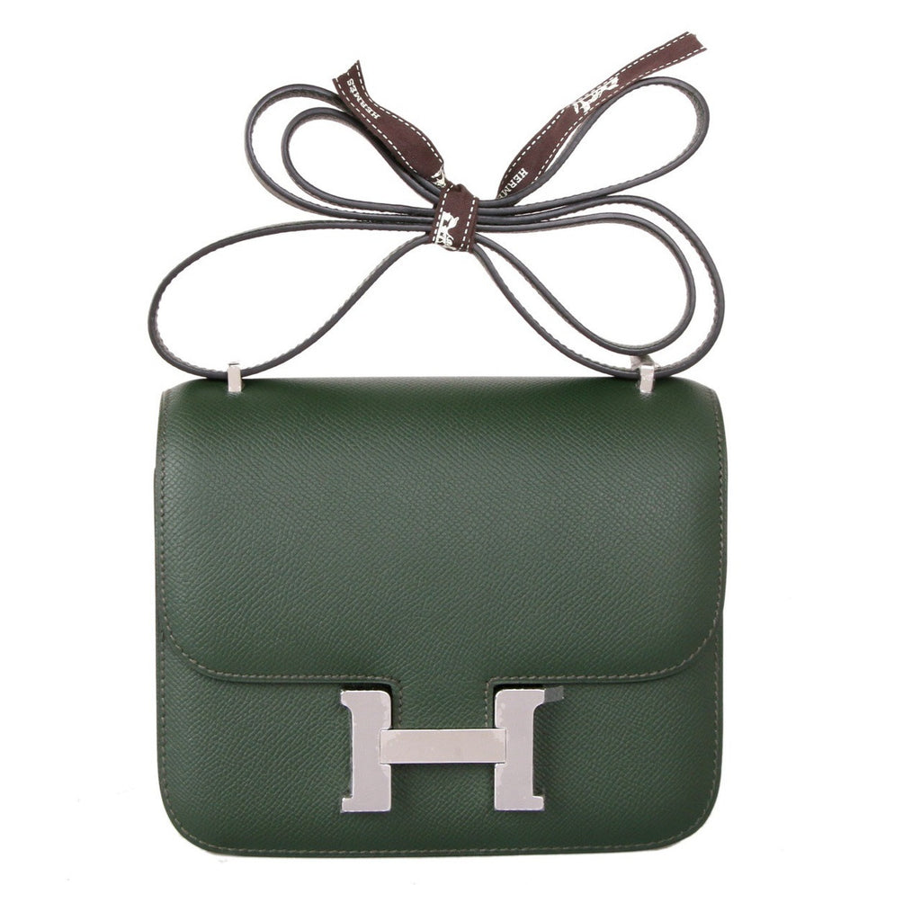 Hermes  Vert Anglais 2Q Constance 18 Epsom bag with Palladium Hardwares