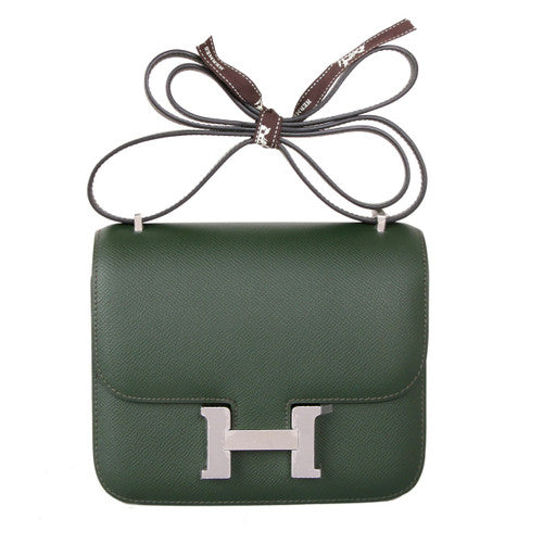 Hermes  Vert Anglais 2Q Constance 18 Epsom bag with Palladium Hardwares