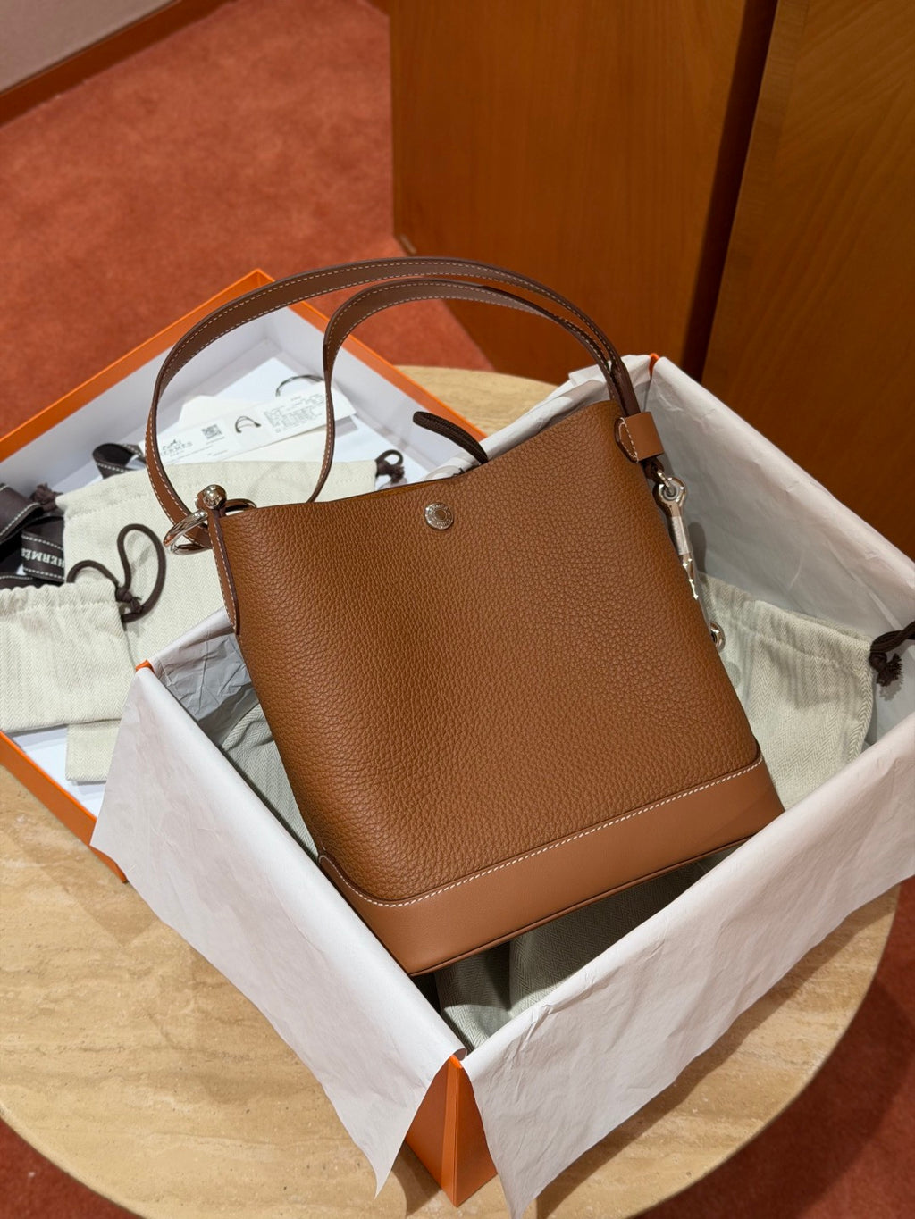 Hermès Double Longe Bucket Bag Gold