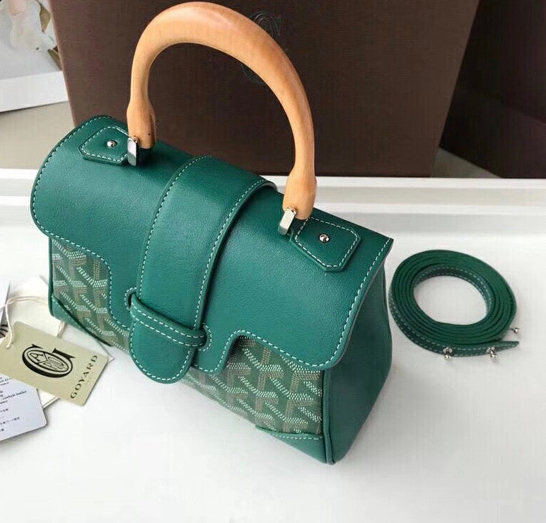 Goyard Saigon Mini  Leather Cross Body Bag Green