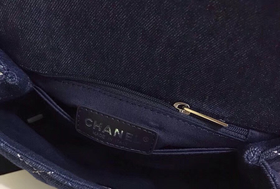 Chanel Small Denim Flap Bag With Top Handle