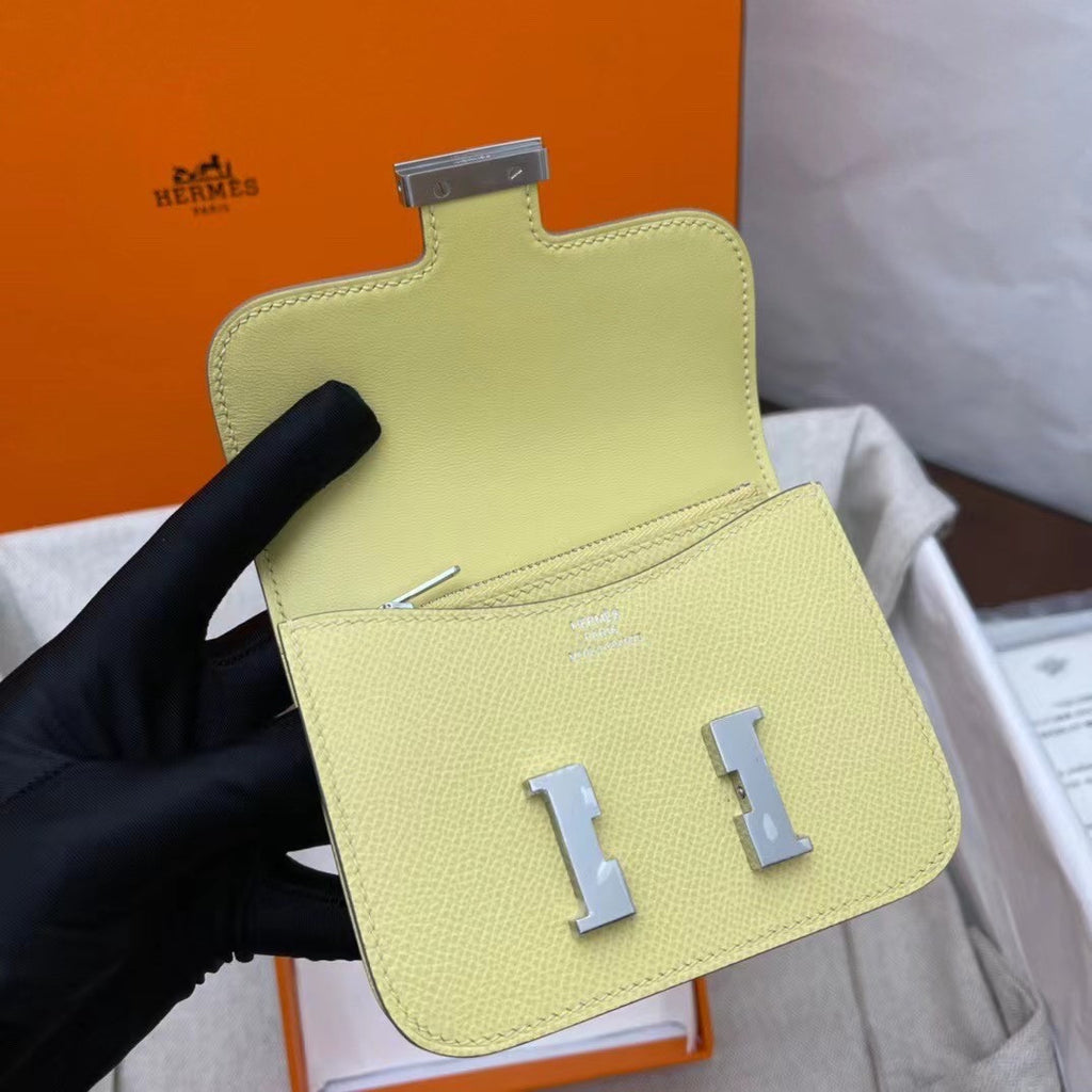Hermès Constance Slim wallet C9 Soupre Yellow  Sellier  leather palladium hardware