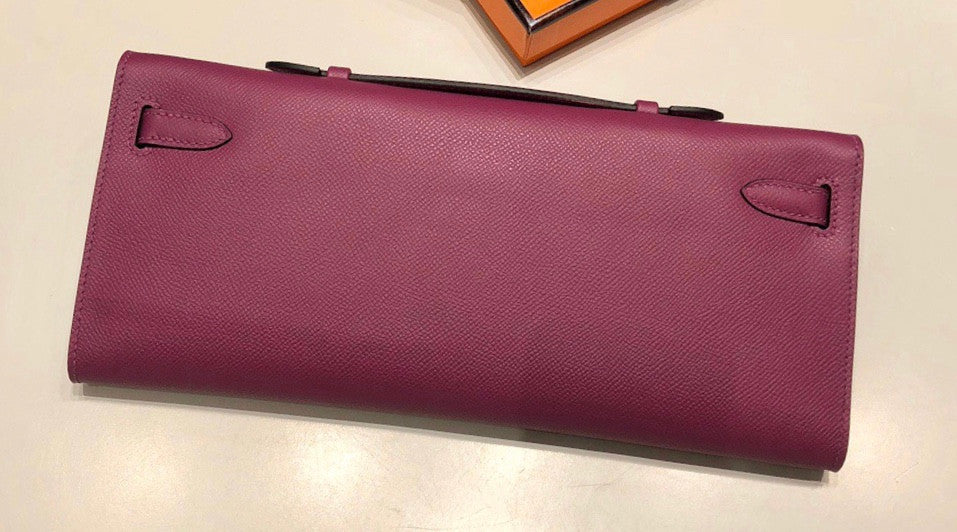 HERMES KELLY CUT CLUTCH BAG TOSCA EPSOM GOLD HARDWARE