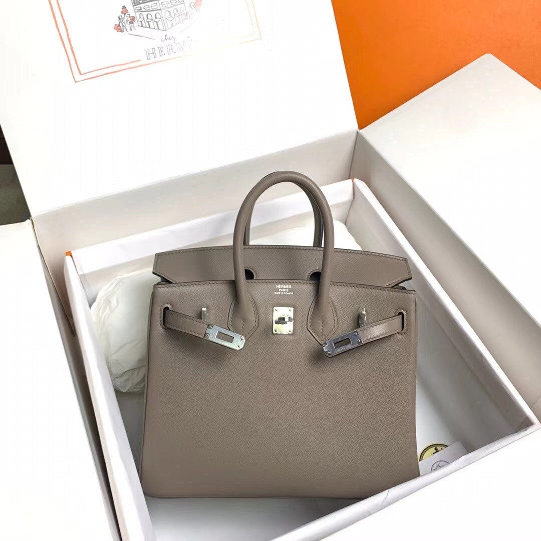 Hermes M8 Gris Asphalte Birkin 25 cm Swift Palladium  Hardware
