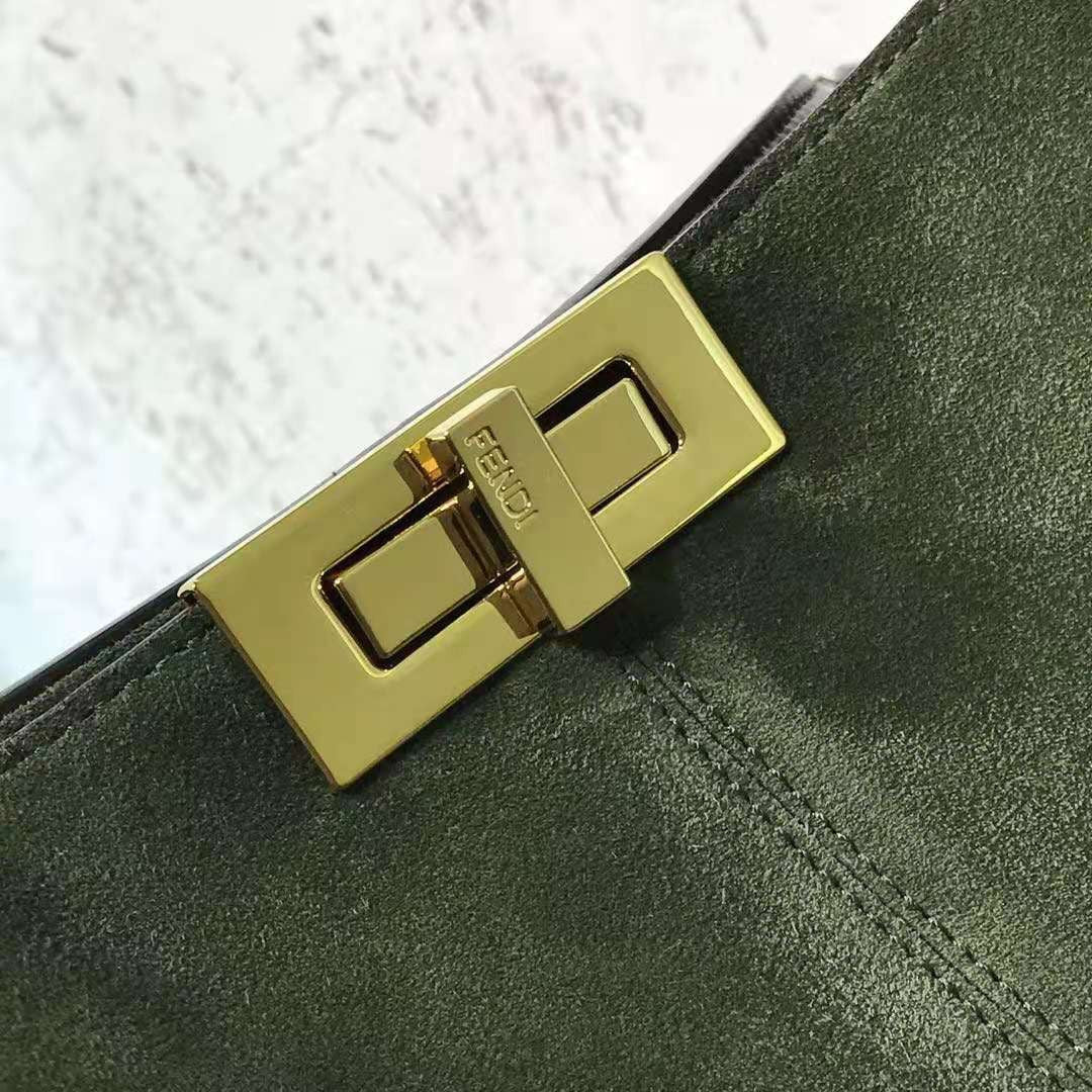 Fendi PEEKABOO X-LITE LARGE Green suede bag