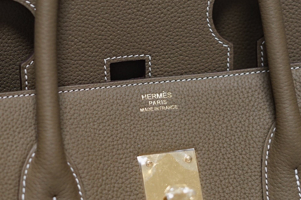 Hermes Etoupe Clemence Leather Gold Hardware Birkin 50 Bag