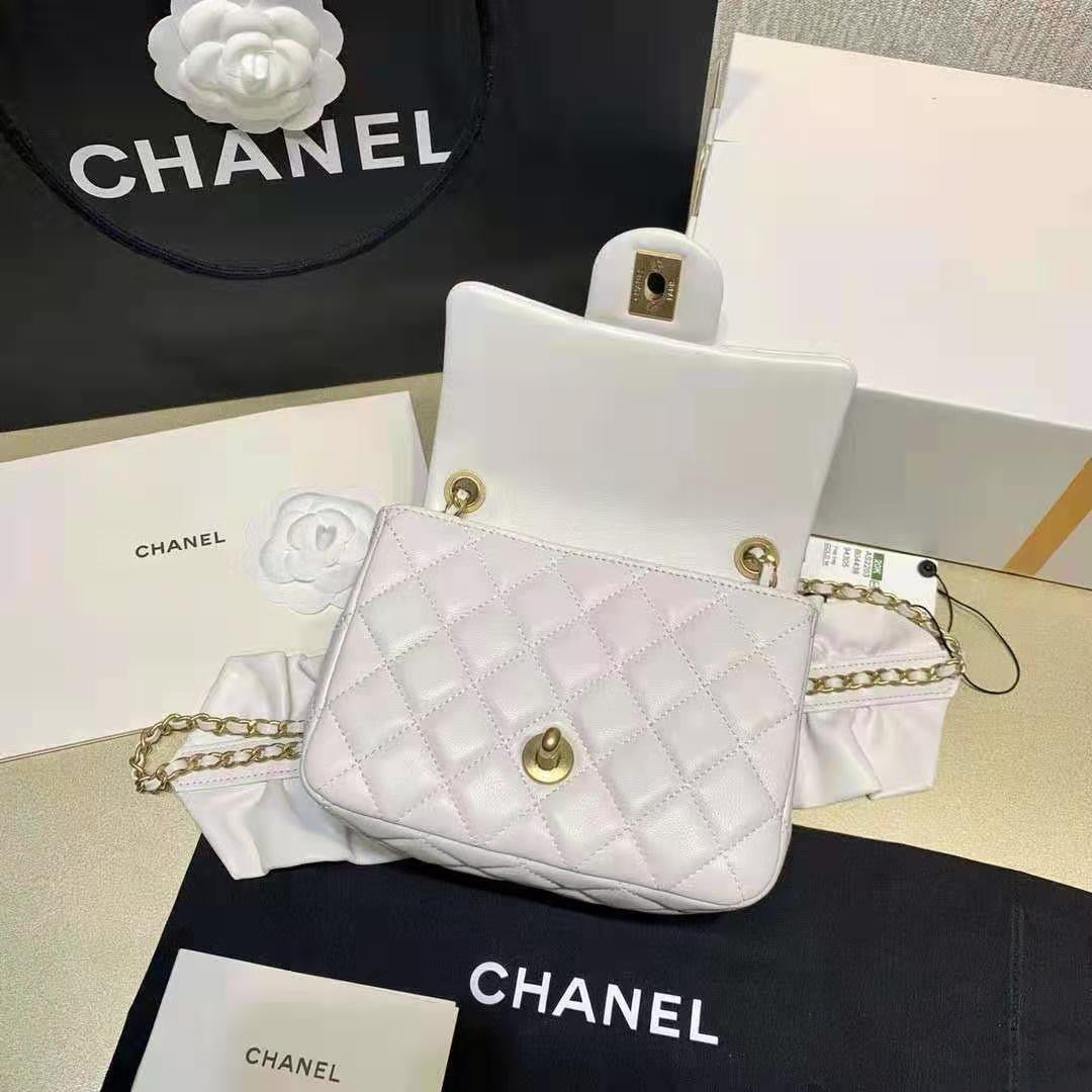Chanel Small Flap Bag With Bow Strap White