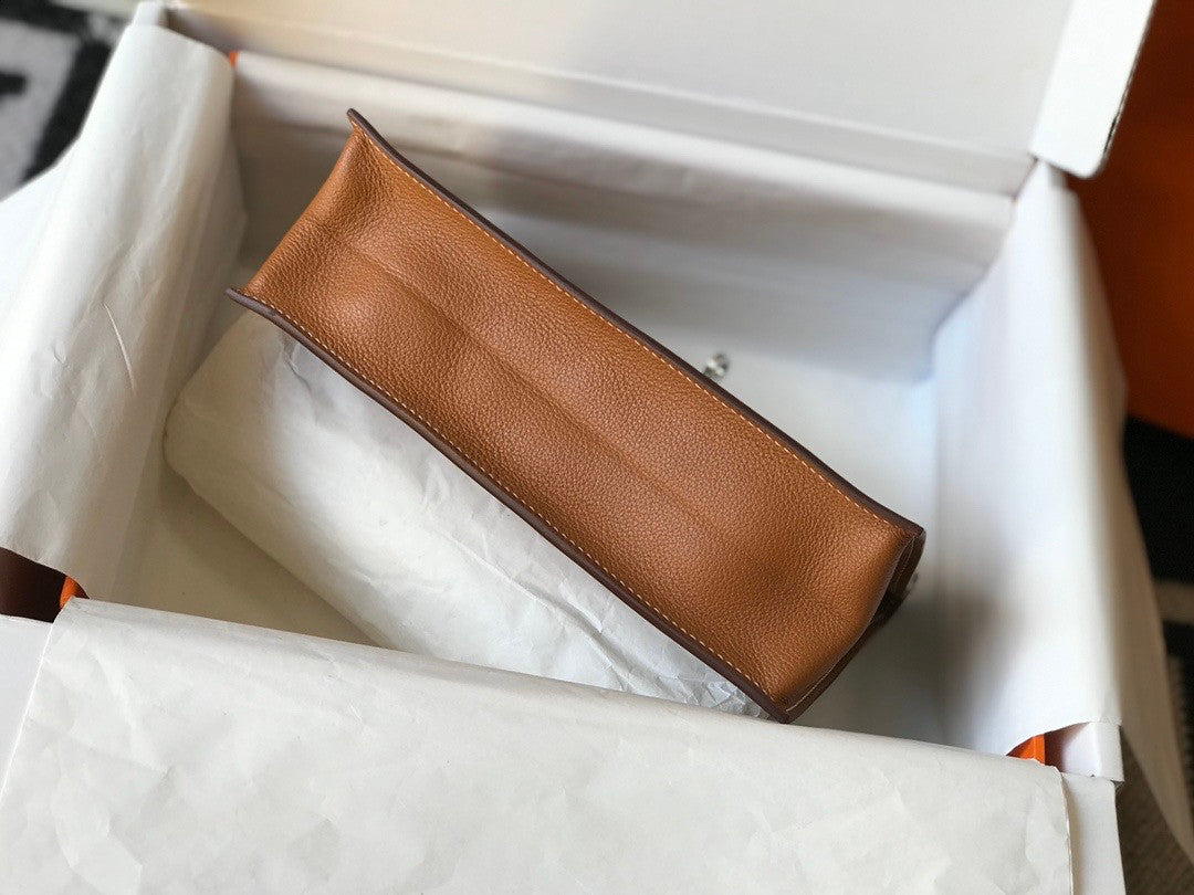 Hermes Gold Kelly Danse Bag Evercolour Leather Palladium Hardware
