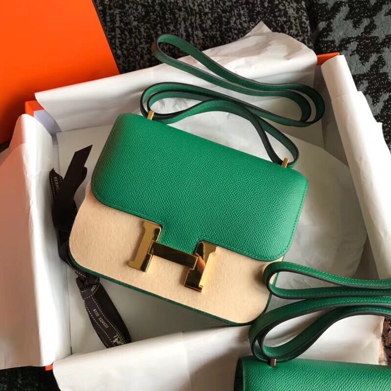Hermes Vert Vértigo Constance Epsom leather 18cm Gold Hardware