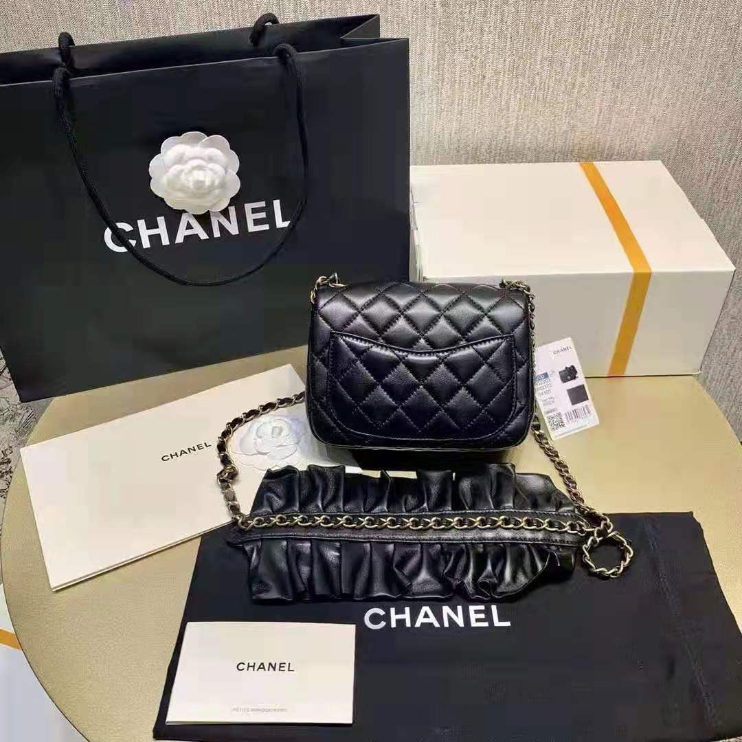 Chanel Small Flap Bag With Bow Strap Black