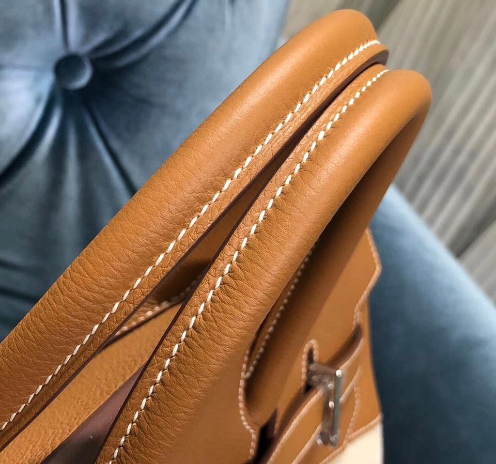 Hermes Birkin 40 HAC Gold Togo Toile De Camp Palladium Hardware