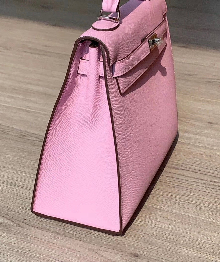 Hermes Mauve Sylvestre Kelly 25 cm Epsom Palladium Hardware