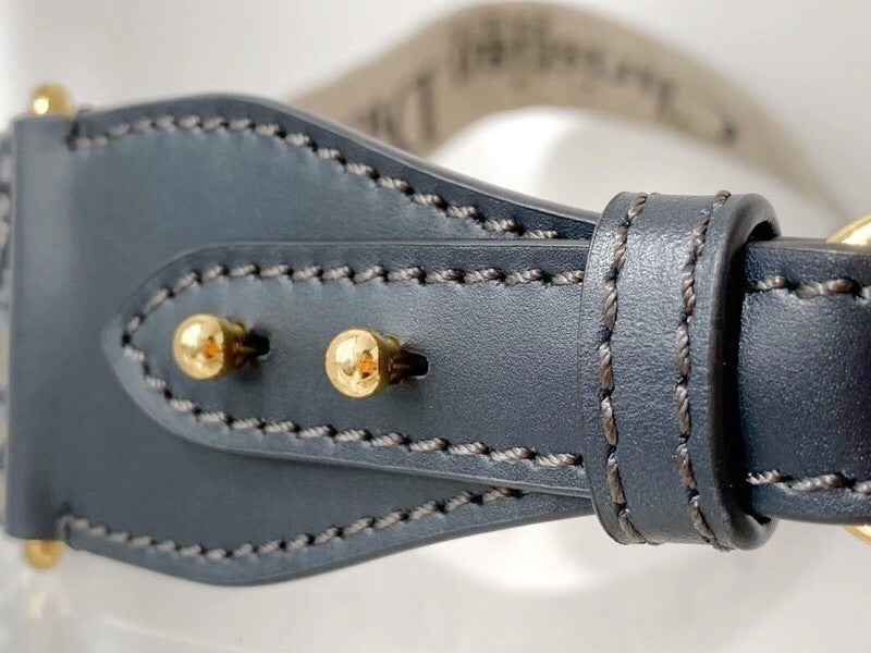 Christian Dior LARGE DIOR BOBBY BAG White Box Calfskin with Blue Dior Oblique Embroidered Strap